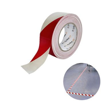 shumee PVC samolepilni opozorilni trak, 48 mm x 50 m, rdeč/bel