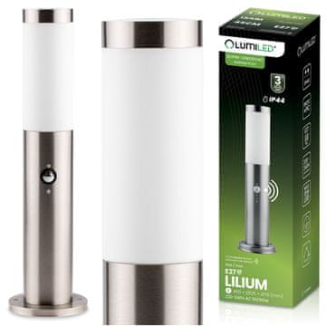 LUMILED Zunanja vrtna svetilka E27 INOX POST 45cm s senzorjem gibanja Lilium