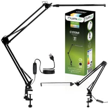 LUMILED COSMI LED namizna svetilka, namizna svetilka, 8W CCT, USB zatemnljiva, črna,