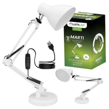 LUMILED Marti LED namizna svetilka 7W CCT zatemnljiva bela