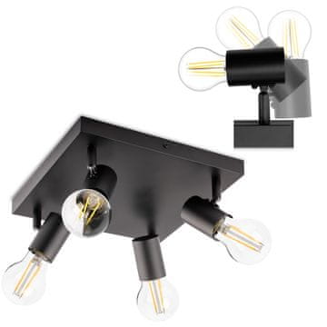 LUMILED Stropna Svetilka Plafond Spot Cev Reflektor Halogenska Svetilka 4x E27 Steklo