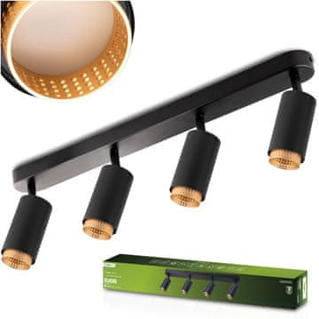LUMILED Stropna svetilka LED reflektor 4x GU10 cevni reflektor ELIGIS črne barve