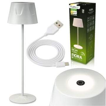 LUMILED LED vrtna svetilka, stoječa, dekorativna, namizna, nočna, USB, zatemnljiva, na dotik, bela, FIORA