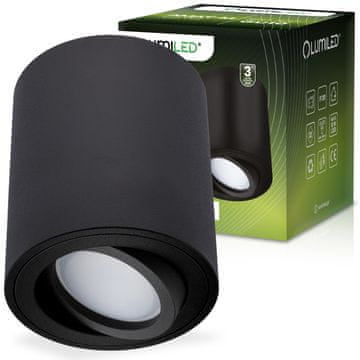 LUMILED Nadometna halogenska reflektorska cev, premična, GU10, okrogla, črna, 84 mm, AMAT-M
