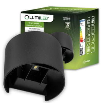 LUMILED Vrtna stenska svetilka LED Fasada 2x3W 4000K Nastavljiva gor in dol Črna PINUS