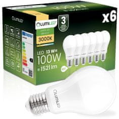 LUMILED 6x LED žarnica E27 A60 13W = 100W 1521lm 3000K Topla svetloba 260°