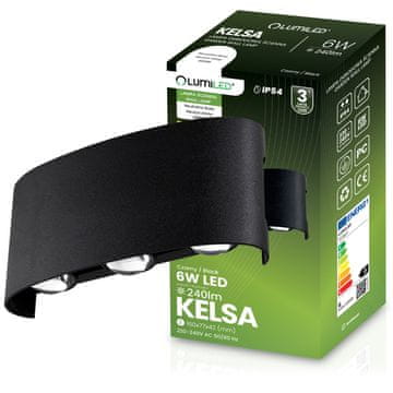 LUMILED Zunanja vrtna svetilka, stenska svetilka, fasadna, 6W LED, IP54, zgoraj/spodaj, KELSA
