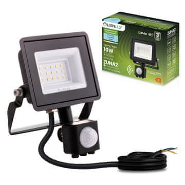 LUMILED ZUNA2 LED reflektor 10W 900lm 6500K IP44 črne barve senzor gibanja