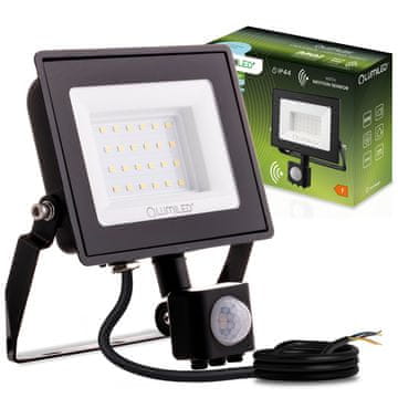 LUMILED ZUNA2 LED reflektor 30W 2700lm 6500K IP44 črne barve s senzorjem gibanja