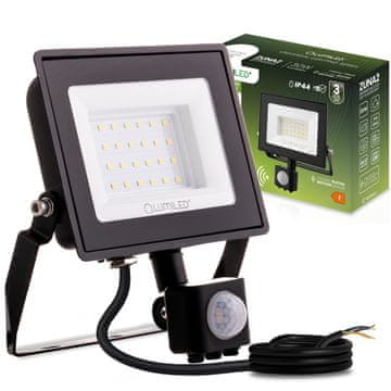LUMILED ZUNA2 LED reflektor 30W 2700lm 4000K IP44 črne barve s senzorjem gibanja