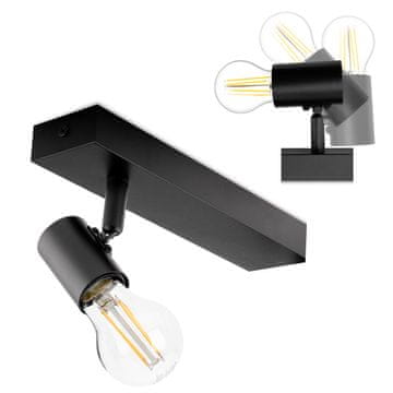 LUMILED Stenska svetilka LED reflektor stropna premična svetilka E27 steklo črne barve