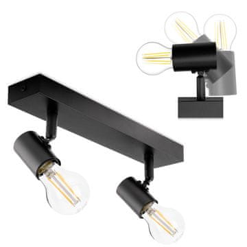 LUMILED Stropna svetilka s reflektorsko cevjo, halogenska svetilka, 2x E27, steklo
