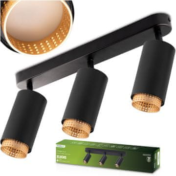 LUMILED Stropna svetilka LED reflektor 3x GU10 cevni reflektor ELIGIS črna