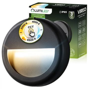 LUMILED Vrtna zunanja stopniščna svetilka Fasadna stenska svetilka CCT 3000-6500K LED 4W IP65 VIREO