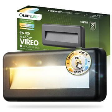 LUMILED Vrtna zunanja stopniščna svetilka Fasadna stenska svetilka CCT 3000-6500K LED 4W IP65 VIREO