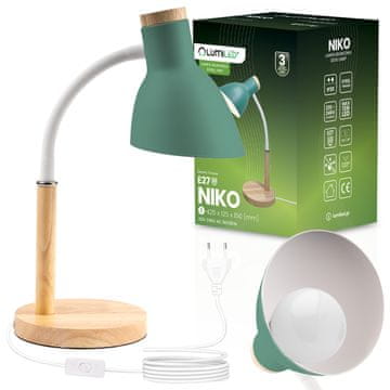 LUMILED Namizna svetilka Šolska risalna miza Dekorativna E27 NIKO Zelena