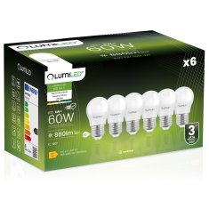 LUMILED 6x LED žarnica E27 krogla P45 8W = 60W 880lm 4000K nevtralna 180°