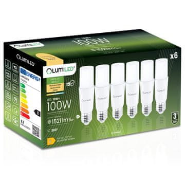 LUMILED 6x LED žarnica E27 cevasta T45 13W = 100W 1521lm 3000K topla 200°