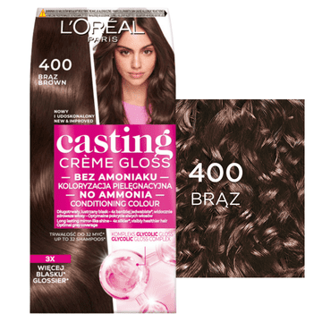 L’Oréal L'Oréal Paris Casting Crème Gloss barva za lase brez amoniaka 400 rjava