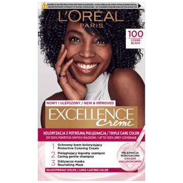 L’Oréal Barva za lase L'Oréal Excellence Creme 100 črna s hialuronsko kislino
