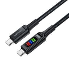 AceFast Kabel USB-C – USB-C 100 W z zaslonom, 1,2 m, črn