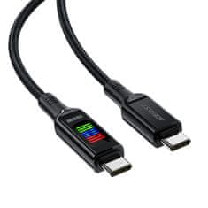 AceFast Kabel USB-C – USB-C 100 W z zaslonom, 1,2 m, črn