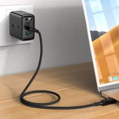 AceFast Kabel USB-C – USB-C 100 W z zaslonom, 1,2 m, črn