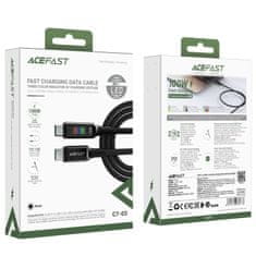 AceFast Kabel USB-C – USB-C 100 W z zaslonom, 1,2 m, črn
