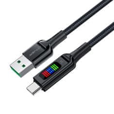 AceFast Kabel USB-A – USB-C 60 W z zaslonom, 1,2 m, črn