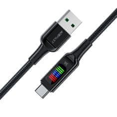 AceFast Kabel USB-A – USB-C 60 W z zaslonom, 1,2 m, črn