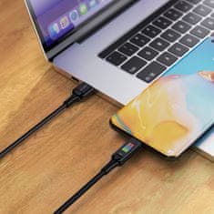 AceFast Kabel USB-A – USB-C 60 W z zaslonom, 1,2 m, črn