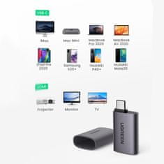 Ugreen Prestavni adapter za prenos slike iz USB-C na HDMI 4K, siva barva