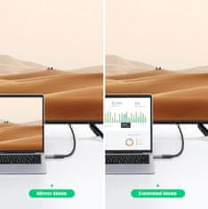 Ugreen Prestavni adapter za prenos slike iz USB-C na HDMI 4K, siva barva