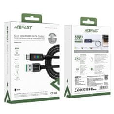 AceFast Kabel USB-A – USB-C 60 W z zaslonom, 1,2 m, črn
