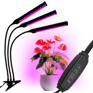 Jumi LED svetilka za rast rastlin 72 diod ČASOVNIK 25 W za gojenje rastlin doma brez omrežnega adapterja