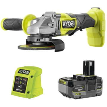 Ryobi brezkrtačni kotni brusilnik 125 mm RAG18BL + 4Ah baterija RB1840X + 1x 1,5A polnilnik RC18115