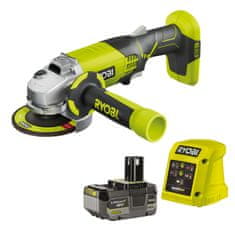 Ryobi 115 mm kotni brusilnik R18AG + 4Ah baterija RB1840X + 1,5A polnilnik RC18115