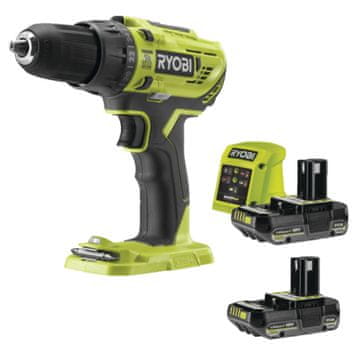Ryobi R18PD32 Udarni vrtalnik, 2x 2,0 Ah RB1820C baterija + polnilnik RC18115