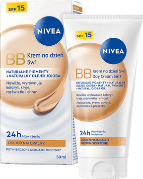 shumee 935427 NIVEA BB 5v1 dnevna krema SPF 15, 24-urna vlažilna, temen odtenek 50 ml