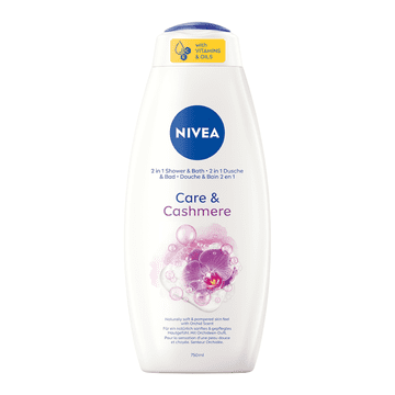 shumee 134915 NIVEA 2-v-1 gel za prhanje in pena za kopel Care & Cashmere 750 ml