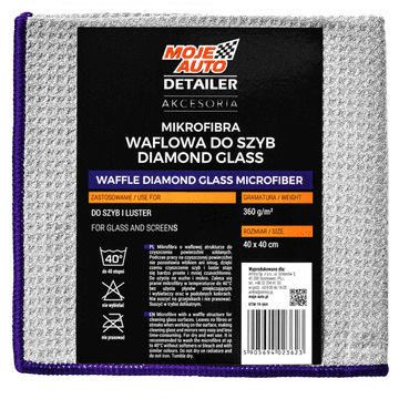 shumee 023623 MY CAR - DETAILER Vafljeva mikrofibra za okna DIAMOND GLASS 370g/m2 40x40cm SIVA