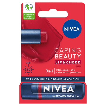 shumee 098791 NIVEA Caring Beauty 3v1 rdeč balzam za ustnice 4,8 g