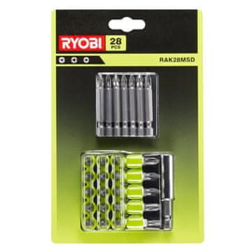 shumee 151902 RYOBI 28-delni komplet pribora za vijačenje: 20 x 25 mm izvijačnih nastavkov, 7 x 50 mm izvijačnih nastavkov, magnetno držalo za nastavke