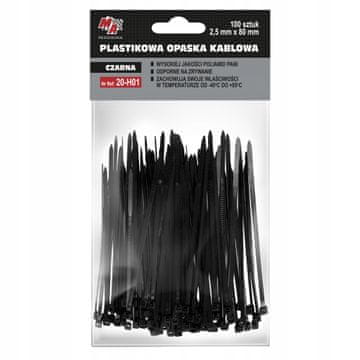 AMTRA MA Profesionalna plastična kabelska vezica - črna 2,5 mm x 80 100 kosov