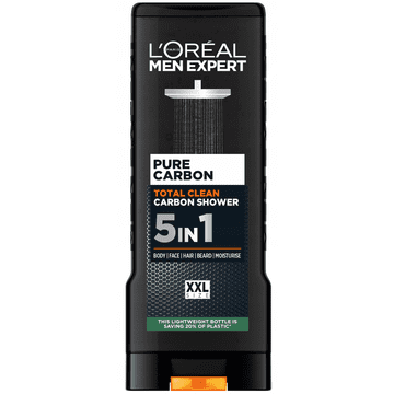 shumee 121808 L'Oréal Men Expert Pure Carbon 5v1 gel za prhanje z aktivnim ogljem 400 ml