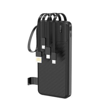 MG W11-B Power Bank z vgrajenimi kabli in svetilko 10000mAh 10W, črna