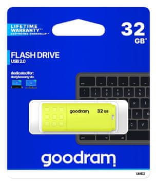 slomart Goodram UME2 USB ključek 32GB, USB 2.0, rumena