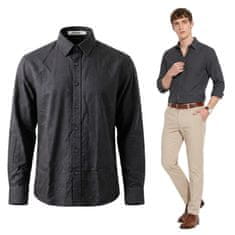 Nikcorp Moška srajca Nikcorp regular fit, 100% bombaž, dolgi rokavi, elegantna casual črna srajca, zračna in udobna za vsakodnevno nošenje, klasično zapenjanje na gumbe, velikost S, črna barva