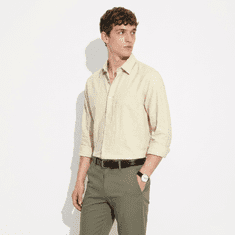 Nikcorp Moška srajca Nikcorp regular fit, 100% bombaž, dolgi rokavi, elegantna casual srajca za poletje, klasično zapenjanje na gumbe, zračna in udobna, bež barva, velikost S