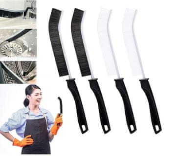 Komplet 4 krtač za čiščenje fug in ozkih rež, PET ščetine, ergonomski ročaj, odprtina za obešanje, trde ščetine za ploščice, okenski okvirji in vodila drsnih vrat